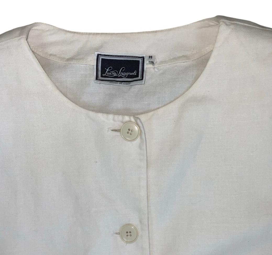 VTG LOUISA SPAGNOLI WHITE BUTTON DOWN TAILORED BLAZER JACKET M 12