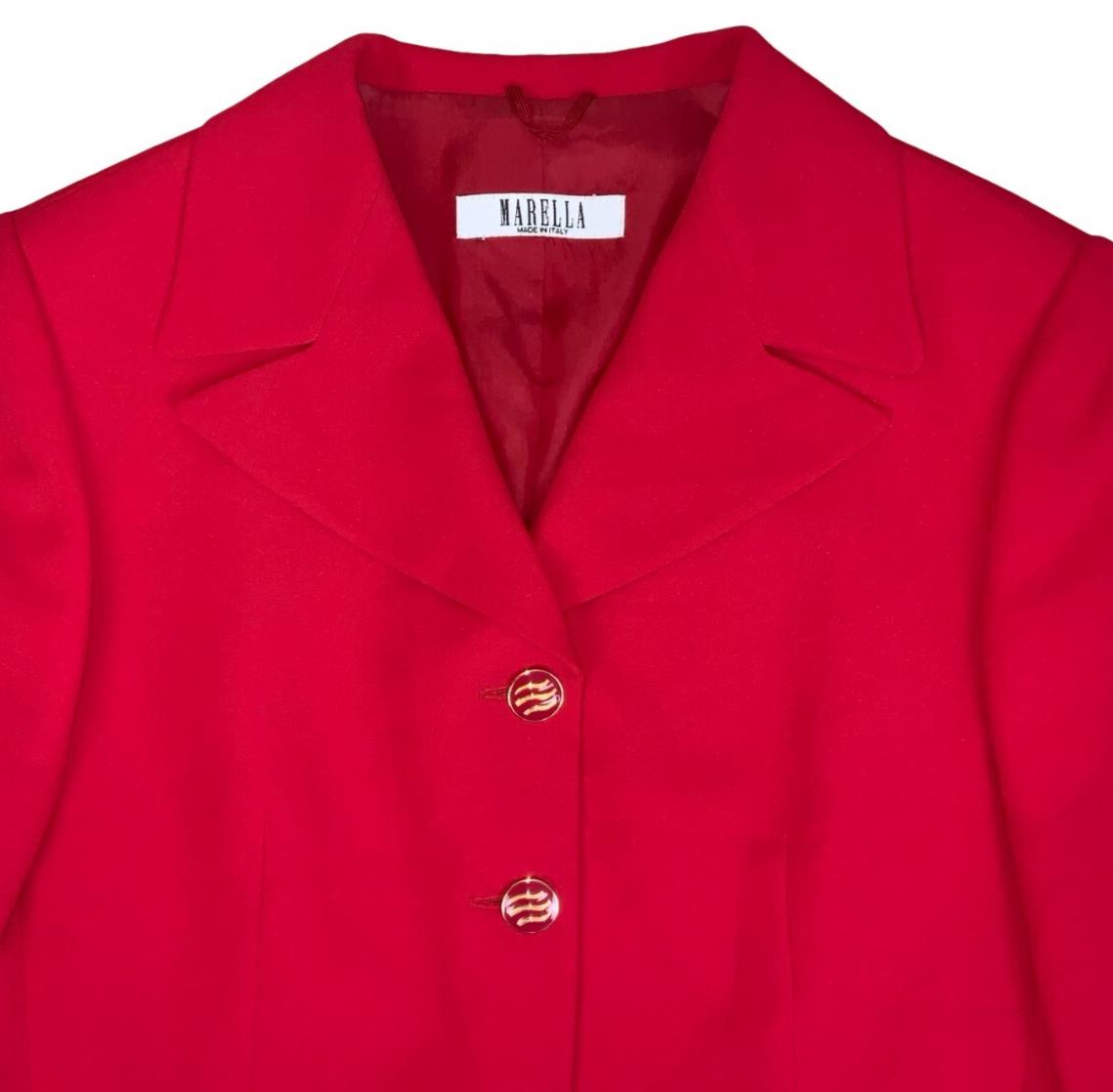 VTG 90S MARELLA ITALIAN DESIGNER RED SUIT BLAZER JACKET UK 14 16