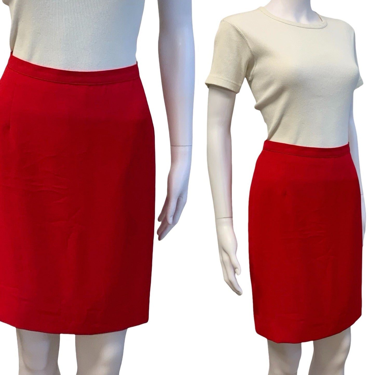VTG 90S MARELLA RED ITALIAN DESIGNER HIGH WAISTED PENCIL SKIRT SMALL