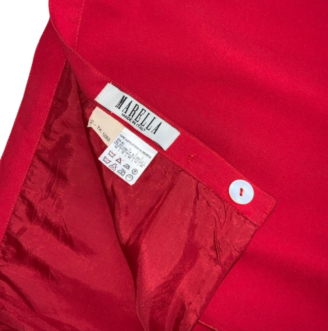 VTG 90S MARELLA RED ITALIAN DESIGNER HIGH WAISTED PENCIL SKIRT SMALL