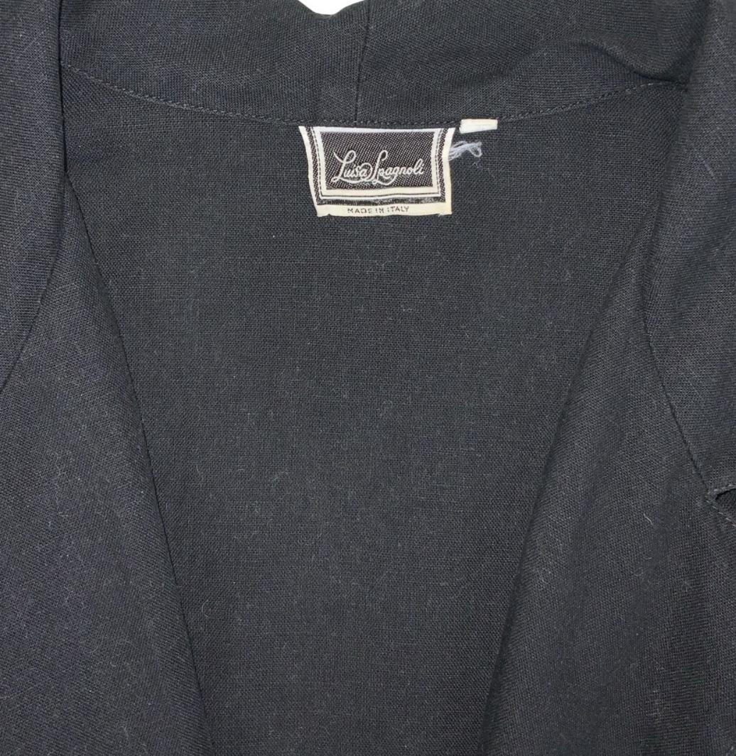 VTG 80s 90s LUISA SPAGNOLI WOMENS BLACK LINEN BLAZER JACKET UK 14 16