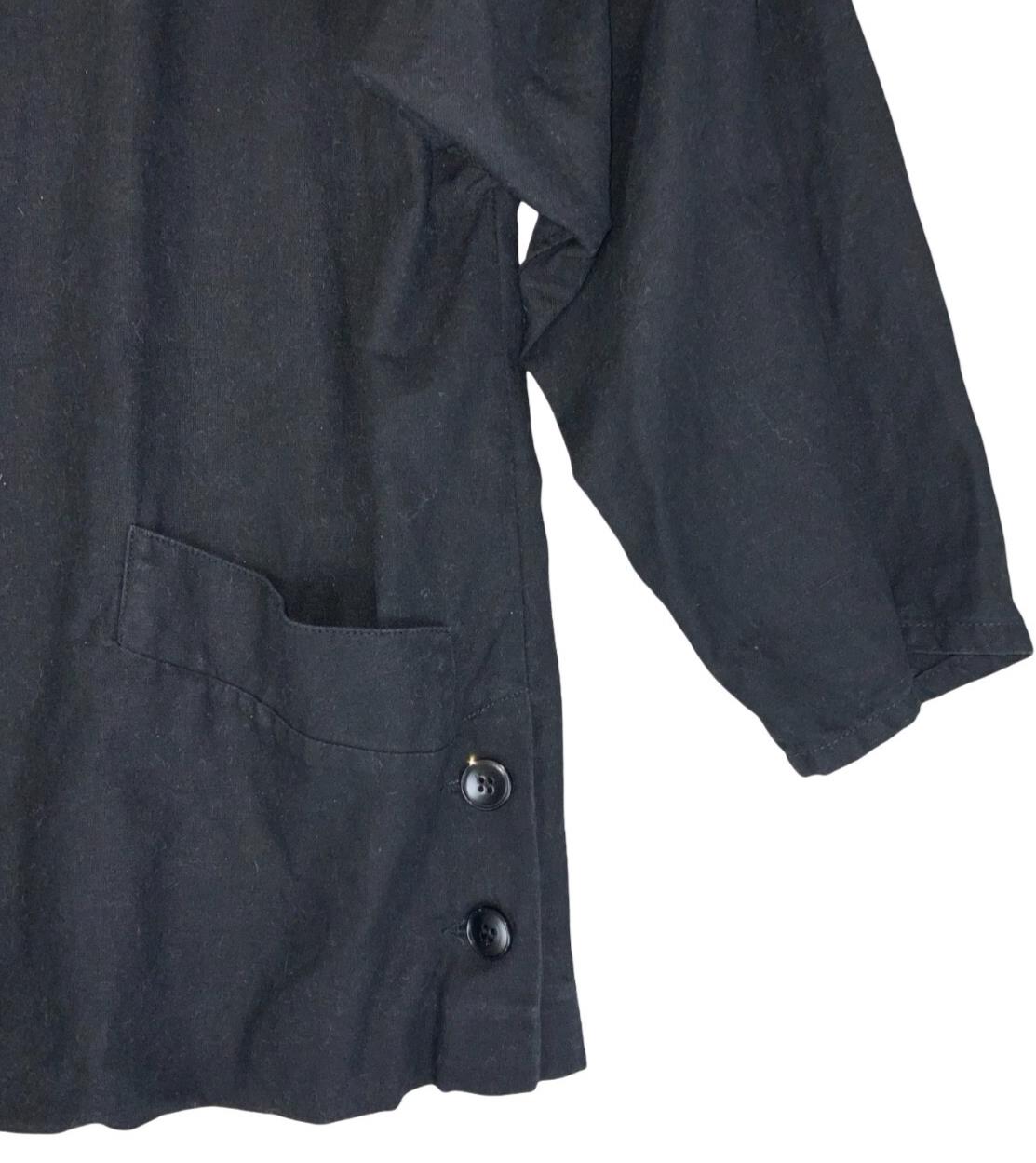 VTG 80s 90s LUISA SPAGNOLI WOMENS BLACK LINEN BLAZER JACKET UK 14 16