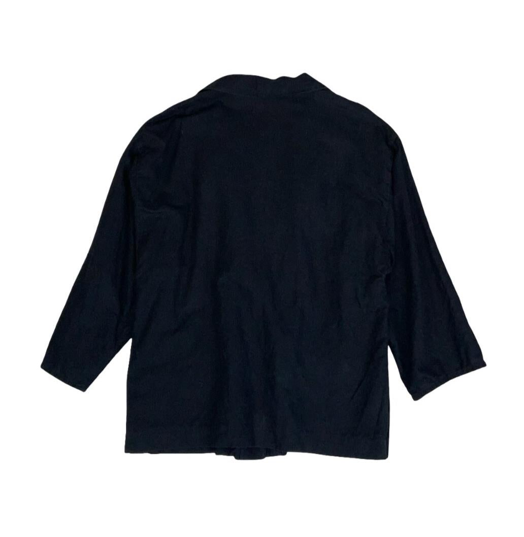 VTG 80s 90s LUISA SPAGNOLI WOMENS BLACK LINEN BLAZER JACKET UK 14 16