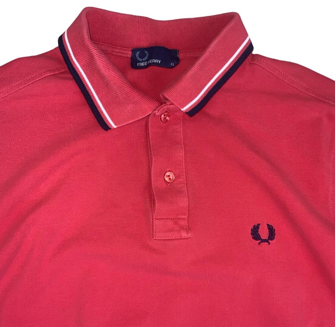 FRED PERRY RED POLO NECK SHIRT MEDIUM