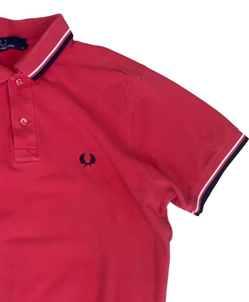 FRED PERRY RED POLO NECK SHIRT MEDIUM