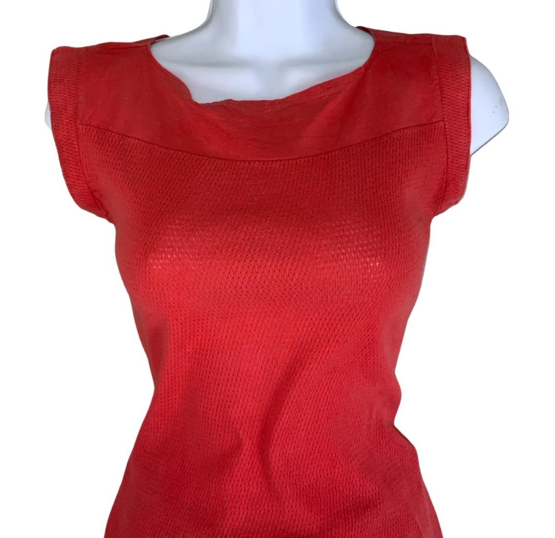 VTG 80S FIORUCCI RED DESIGNER HIGH END FASHION SLEEVELESS TANK TOP X-SMALL