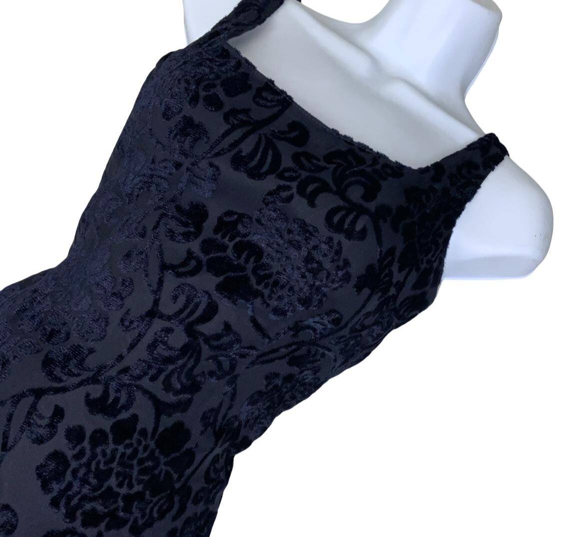 VTG SPORTSTAFF ITALIAN DESIGNER SLEEVELESS FLORAL VELVET DRESS UK 6 8