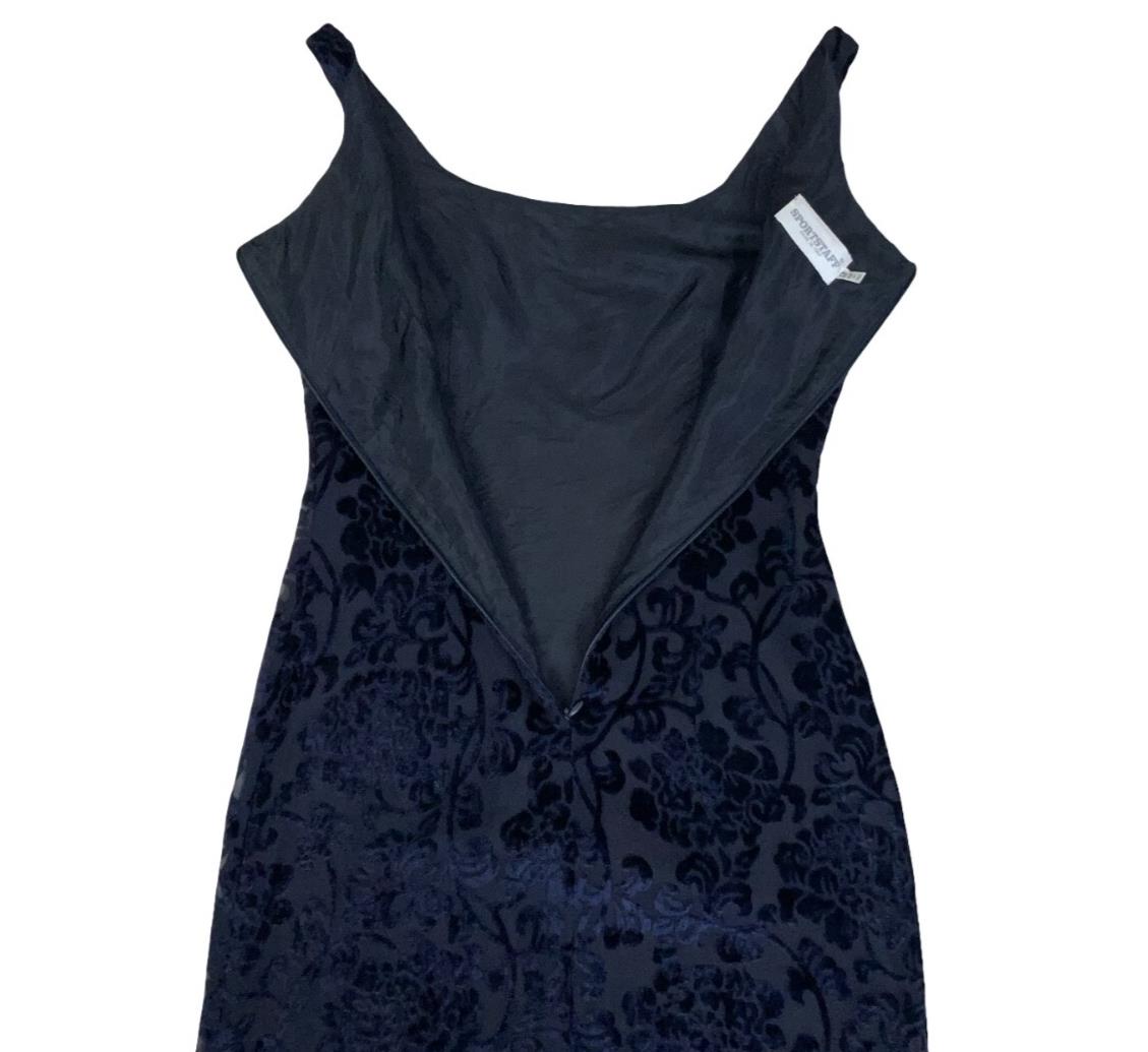 VTG SPORTSTAFF ITALIAN DESIGNER SLEEVELESS FLORAL VELVET DRESS UK 6 8