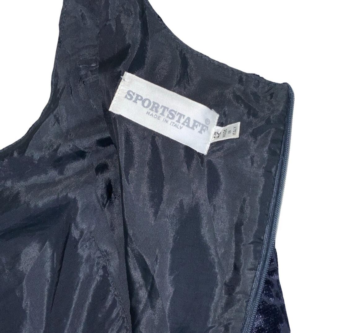 VTG SPORTSTAFF ITALIAN DESIGNER SLEEVELESS FLORAL VELVET DRESS UK 6 8
