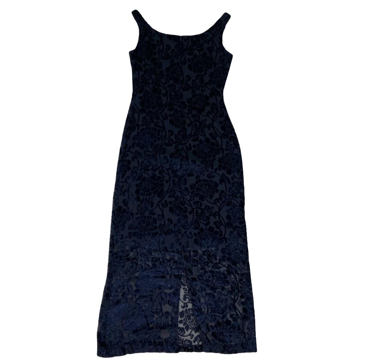 VTG SPORTSTAFF ITALIAN DESIGNER SLEEVELESS FLORAL VELVET DRESS UK 6 8
