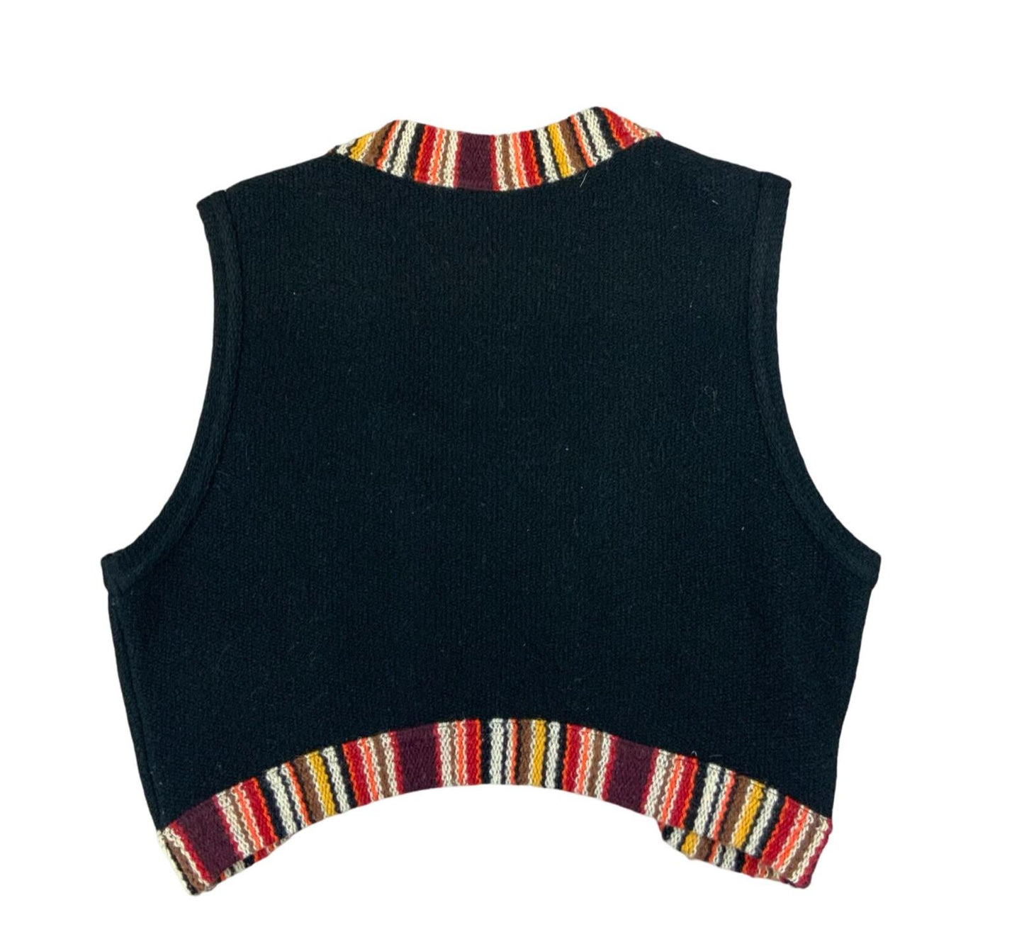 VTG 80s 90s UNITED COLOURS OF BENETTON BLACK KNITTED WAISTCOAT VEST S UK 8