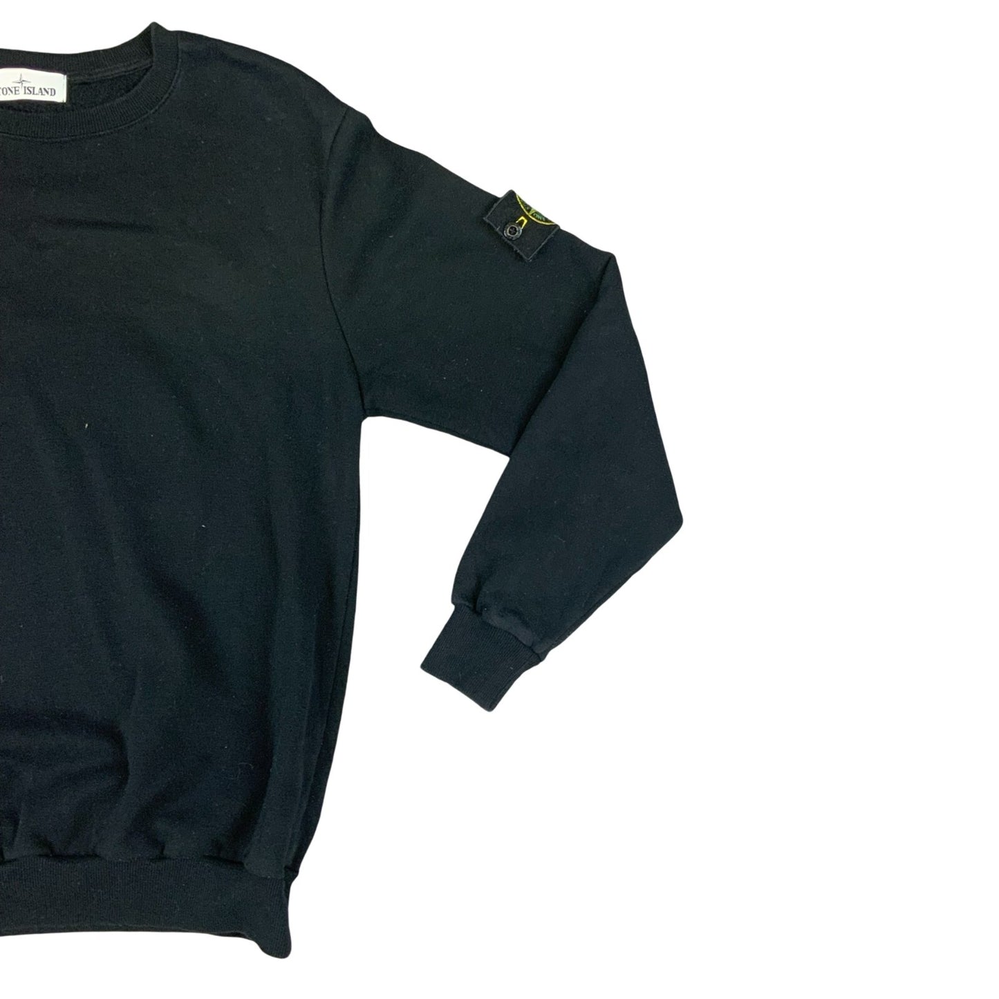 VTG 00s STONE ISLAND BLACK COTTON CREW NECK BADGE SWEATSHIRT SIZE S