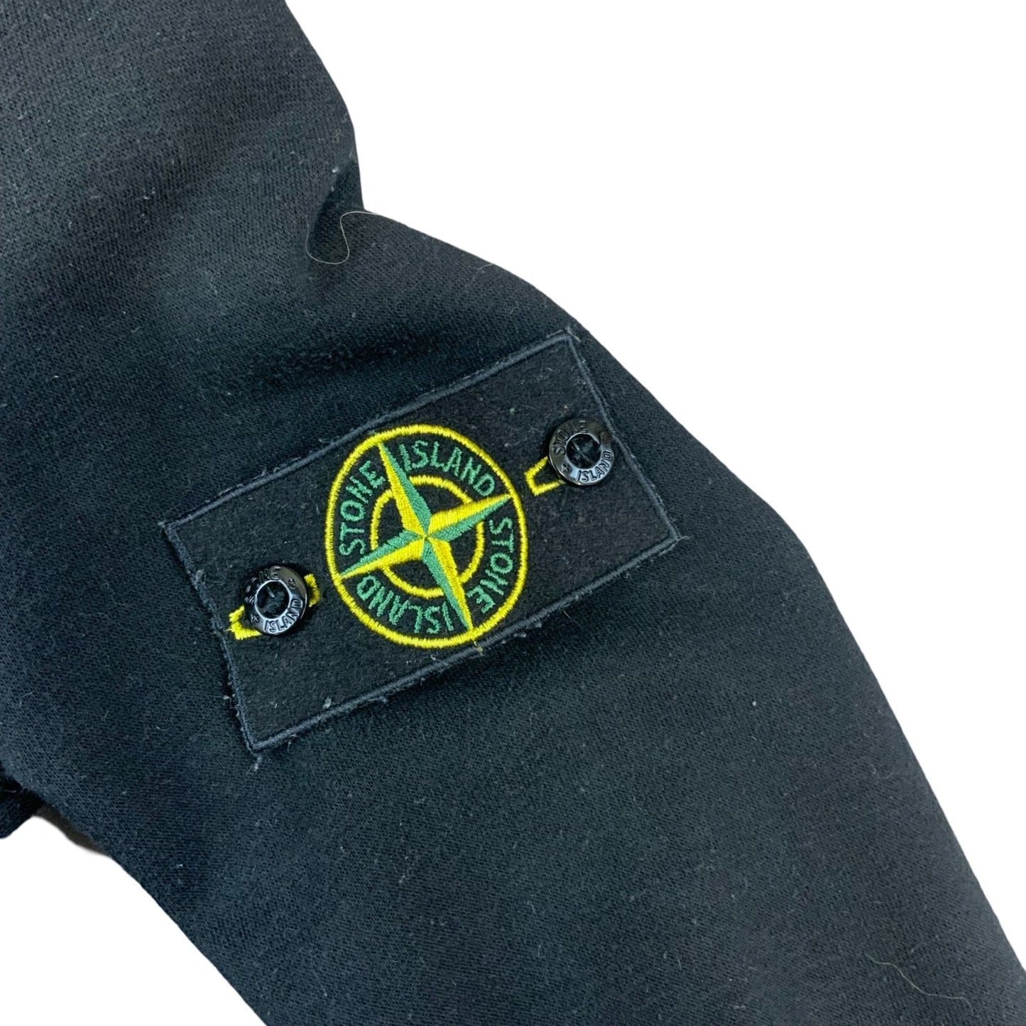 VTG 00s STONE ISLAND BLACK COTTON CREW NECK BADGE SWEATSHIRT SIZE S