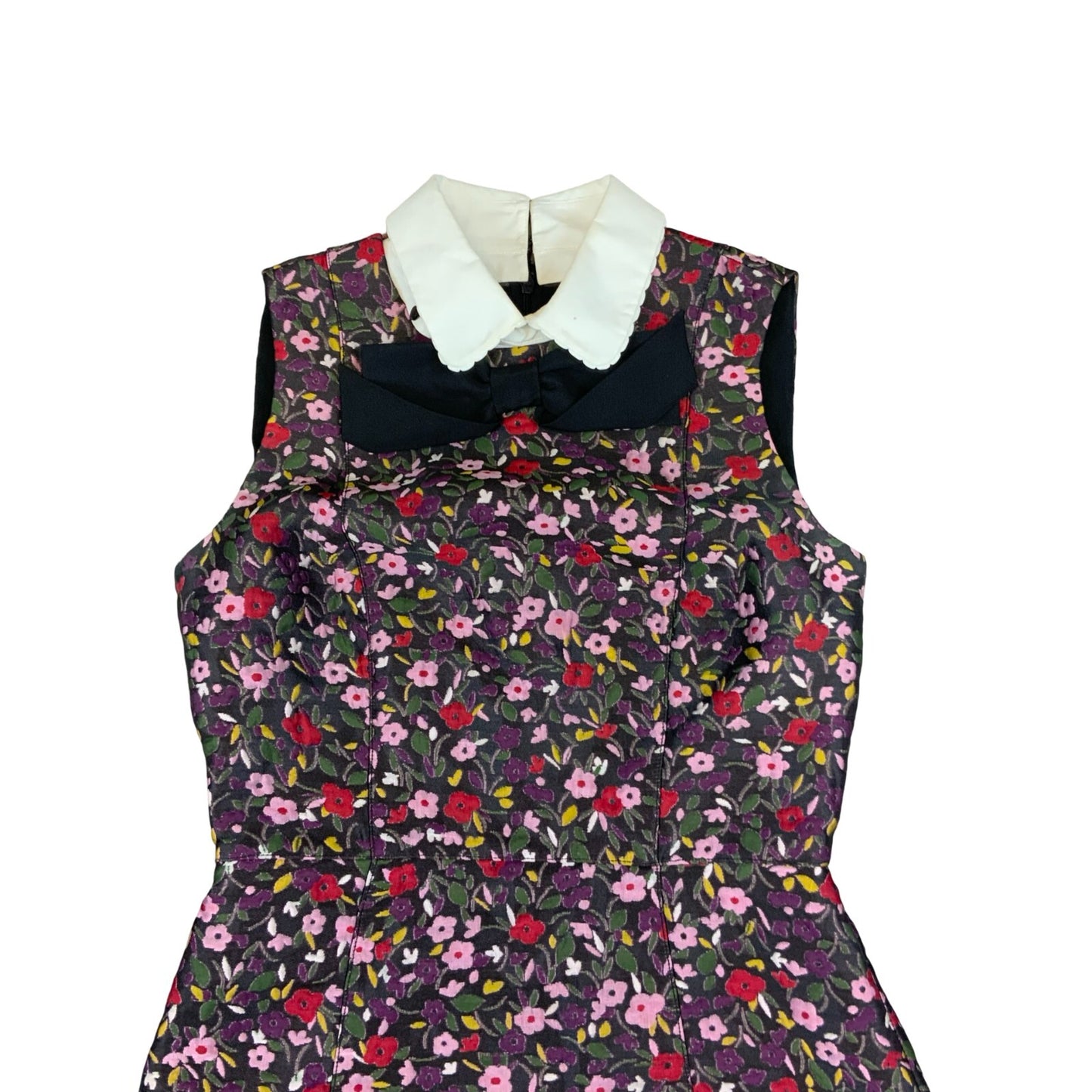 KATE SPADE FW 2017 FLORAL COLLARED JACQUARD MIDI DRESS XS UK 6