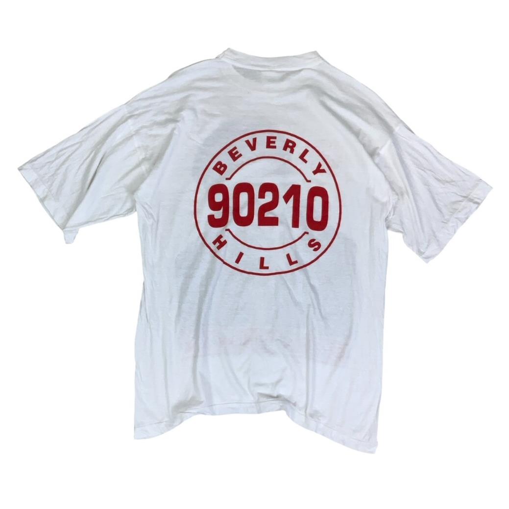 VTG 90S WHITE BRANDON 90210 BEVERLY HILLS CALIFORNIA GRAPHIC TEE MEDIUM