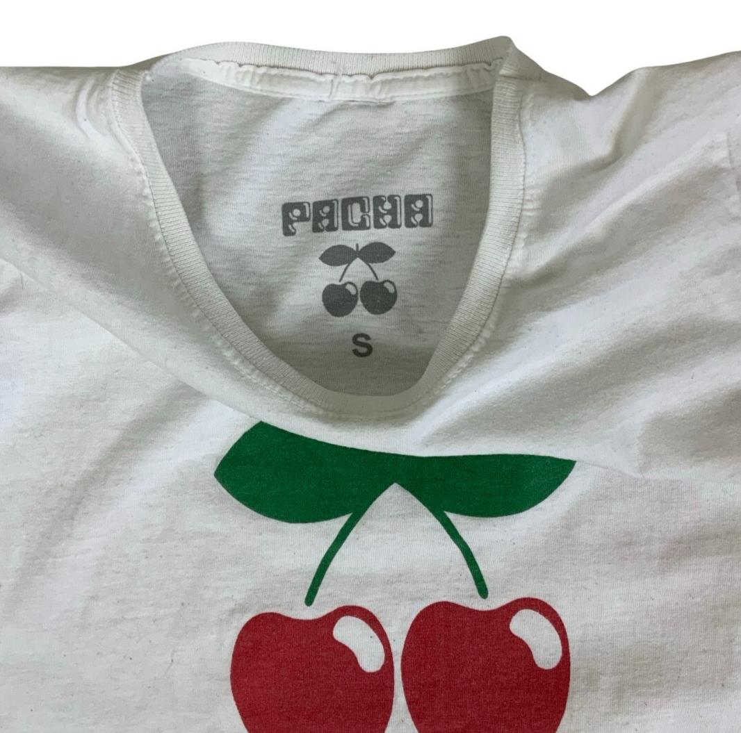 VTG WHITE PACHA CLUB GRAN CANARIA CHERRY GRAPHIC BABY TEE SMALL 8
