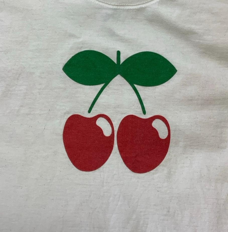 VTG WHITE PACHA CLUB GRAN CANARIA CHERRY GRAPHIC BABY TEE SMALL 8