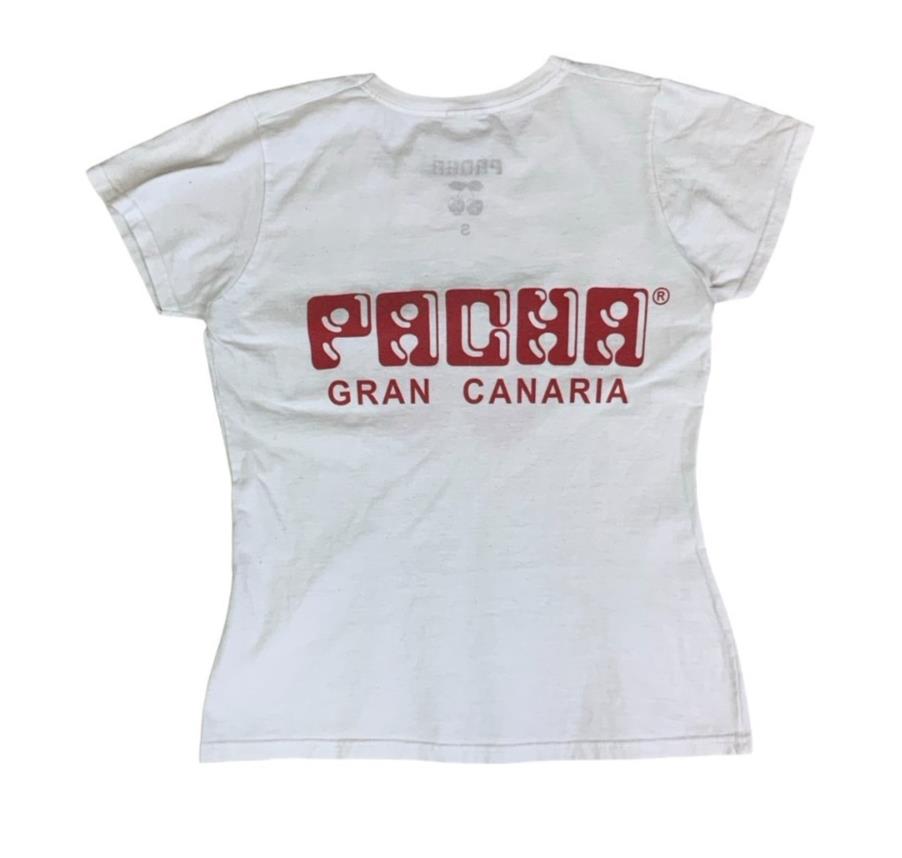 VTG WHITE PACHA CLUB GRAN CANARIA CHERRY GRAPHIC BABY TEE SMALL 8