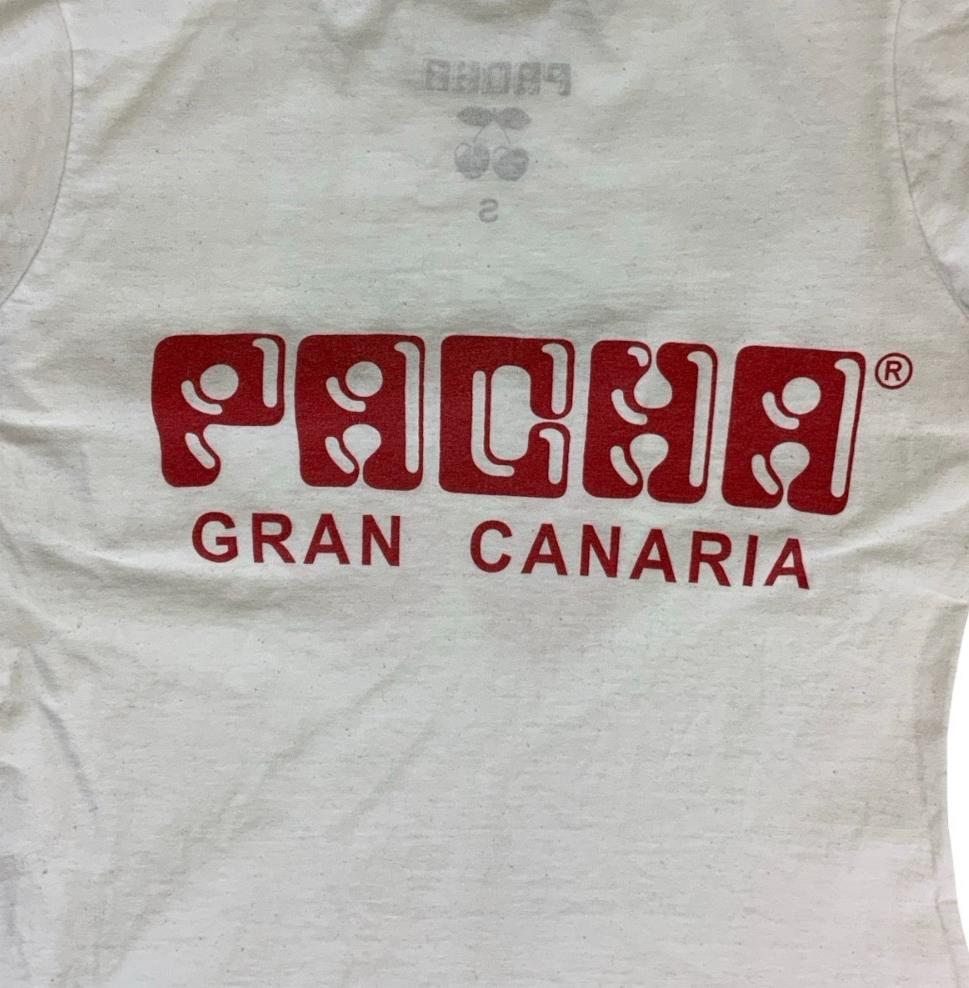 VTG WHITE PACHA CLUB GRAN CANARIA CHERRY GRAPHIC BABY TEE SMALL 8