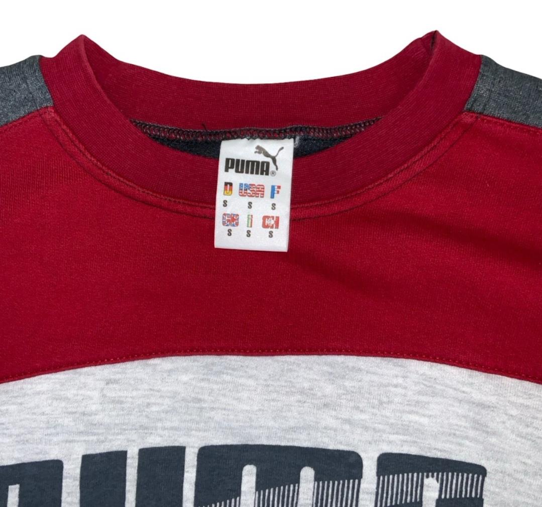 VTG 90S PUMA GREY RED BLUE PULL-OVER SWEATSHIRT MEDIUM