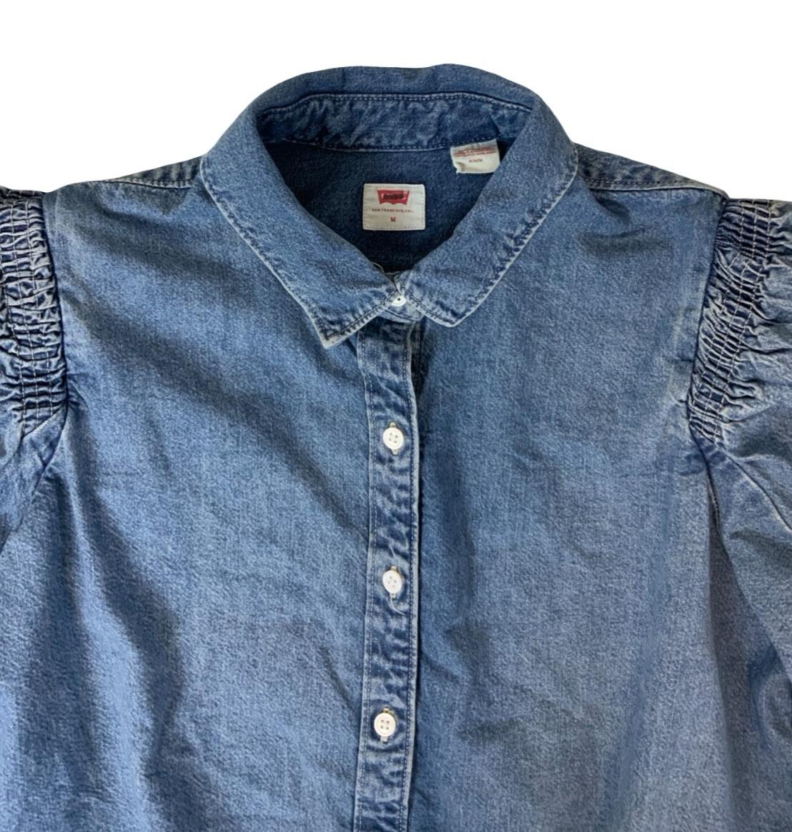 VTG LEVI'S WESTERN RETRO COW GIRL PUFF CINCHED SLEEVE BLOUSE MEDIUM 12 14