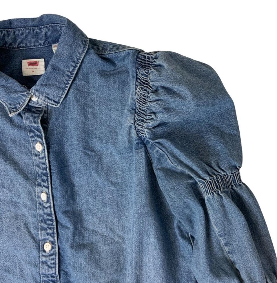 VTG LEVI'S WESTERN RETRO COW GIRL PUFF CINCHED SLEEVE BLOUSE MEDIUM 12 14