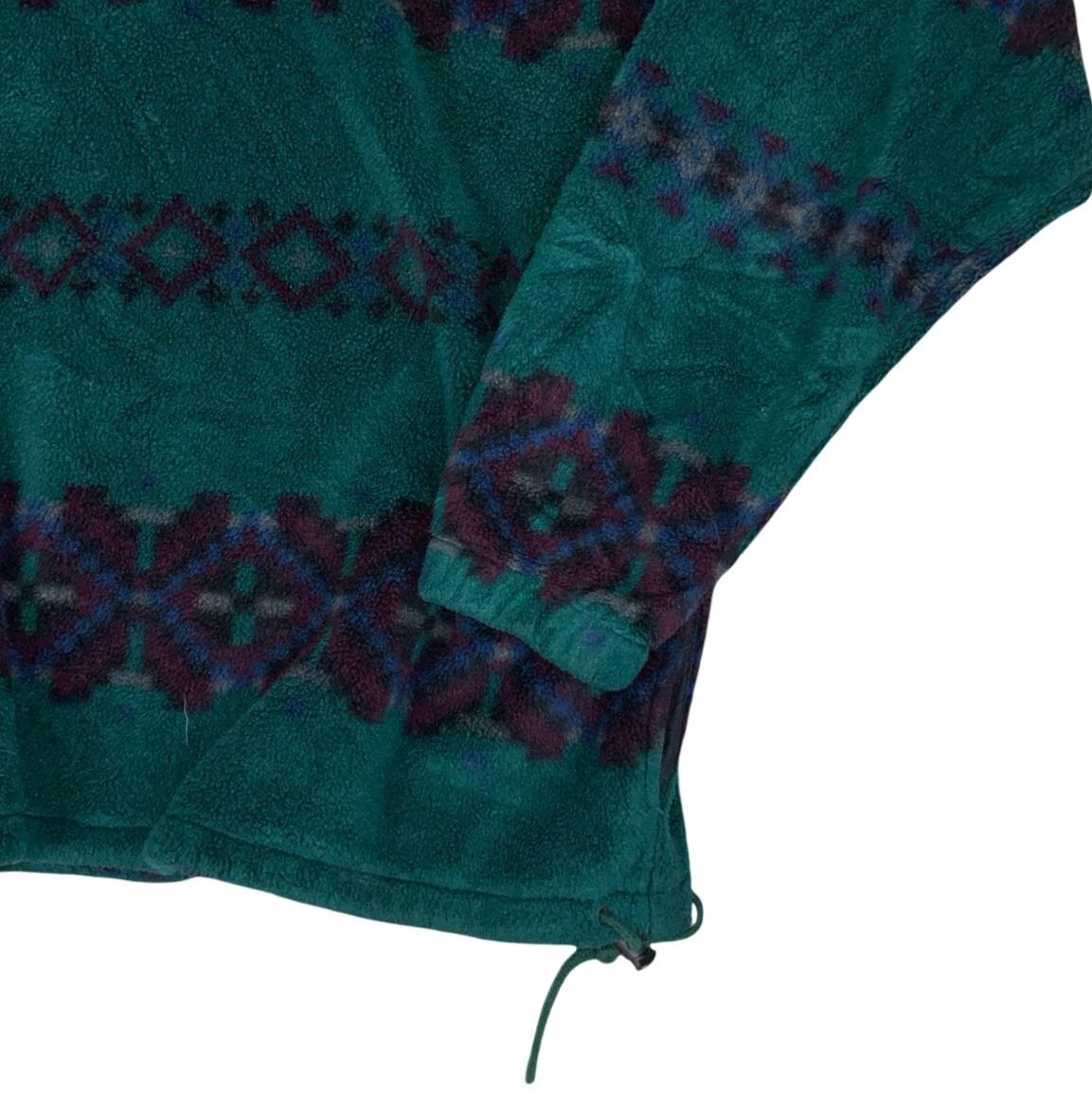 VTG 80S 90S EDDIE BAUER GREEN PURPLE AZTEK PULLOVER FLEECE LARGE