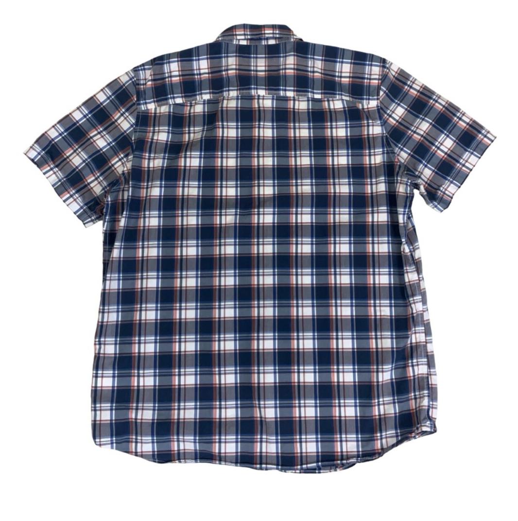 VTG 90S TIMBERLAND BLUE WHITE PINK PLAID SHORT SLEEVED SHIRT L XL