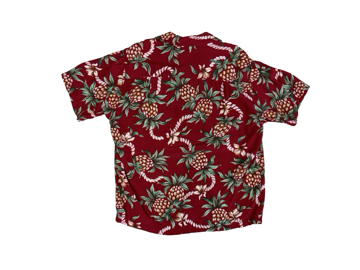 VTG RED RAYON MADE IN HAWAII HAWAIIAN ALOHA SHIRT TIKI ROCKABILLY SURF M 40”