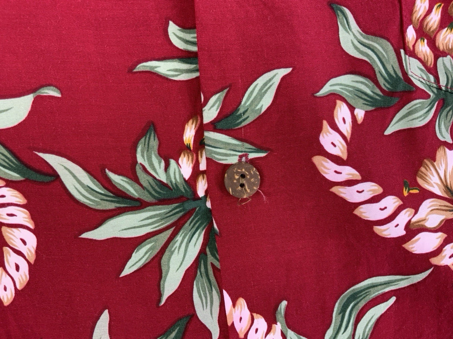 VTG RED RAYON MADE IN HAWAII HAWAIIAN ALOHA SHIRT TIKI ROCKABILLY SURF M 40”