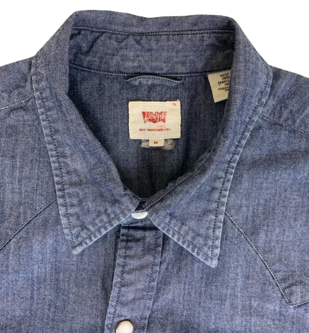 VTG 90S LEVI'S BLUE PEARL SNAP RED TAB LONG-SLEEVED WESTERN SHIRT SMALL 39"