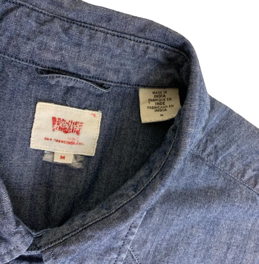 VTG 90S LEVI'S BLUE PEARL SNAP RED TAB LONG-SLEEVED WESTERN SHIRT SMALL 39"