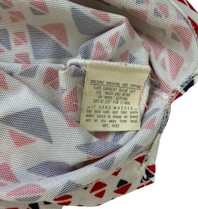 VTG 70S ARNOLD PALMER ROBERT BRUCE RED WHITE BLUE PATTERN GOLF POLO SHIRT S 39"