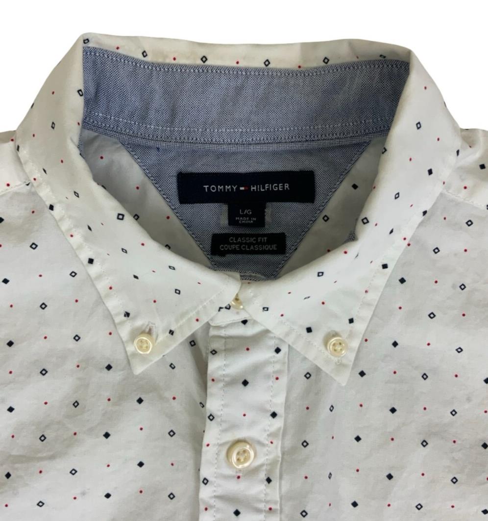 VTG 00S TOMMY HILFIGER MEN'S CLASSIC FIT WHITE LONG-SLEEVED SHIRT LARGE 45"