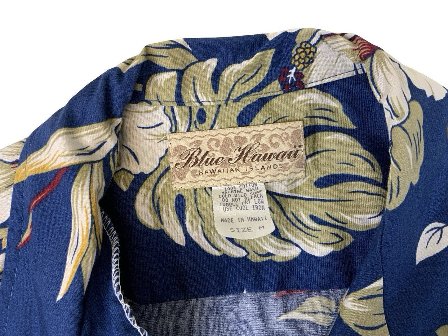 VTG BLUE HAWAII HAWAIIAN MADE ALOHA SHIRT TIKI ROCKABILLY SURF M 40”