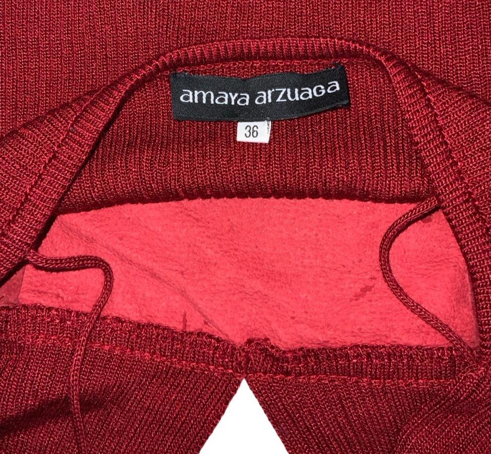 'AMARA ARZUAGA' RED SUEDE KNITTED FESTIVAL BOHO CROP VEST TOP XS 4 6