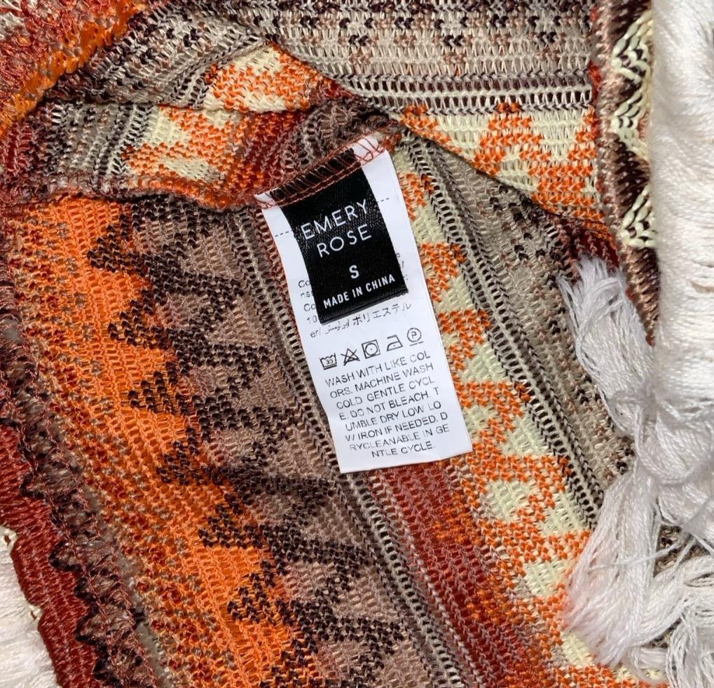 90s y2k 'EMERY ROSE' ORANGE BROWN EMBROIDERED FESTIVAL BOHO MINI SUMMER DRESS XS