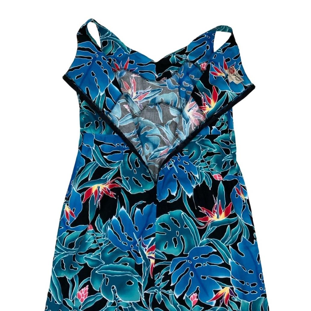 THE HAWAIIAN ORIGINAL 'HILO HATTIES' BLACK BLUE RED FLORAL SUMMER DRESS M