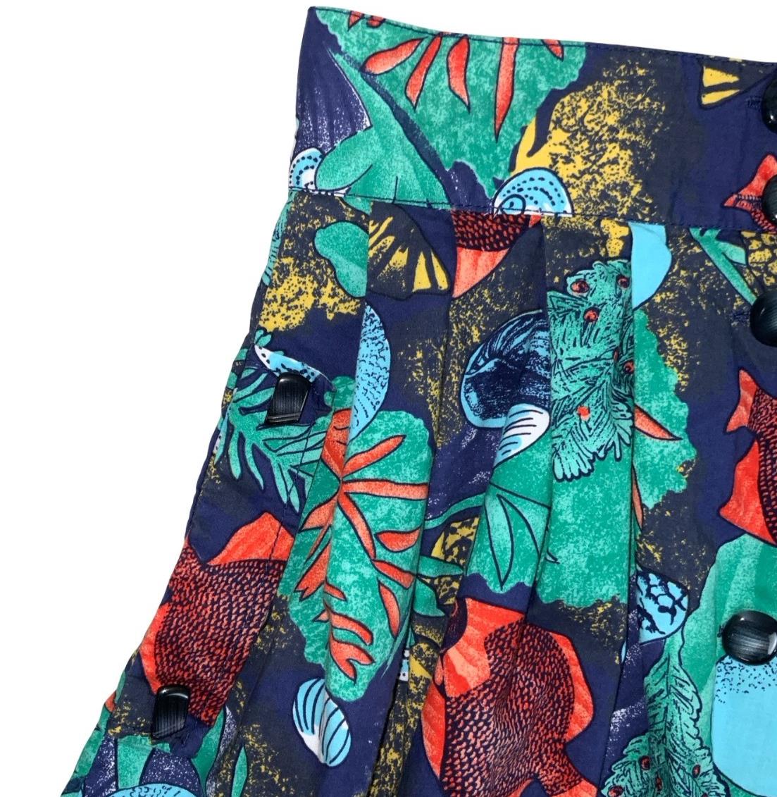 VTG COLOURFUL UNDERWATER-THEMED PRINT FISH SEA LIFE OCEAN BUTTON DOWN SKIRT XS 4