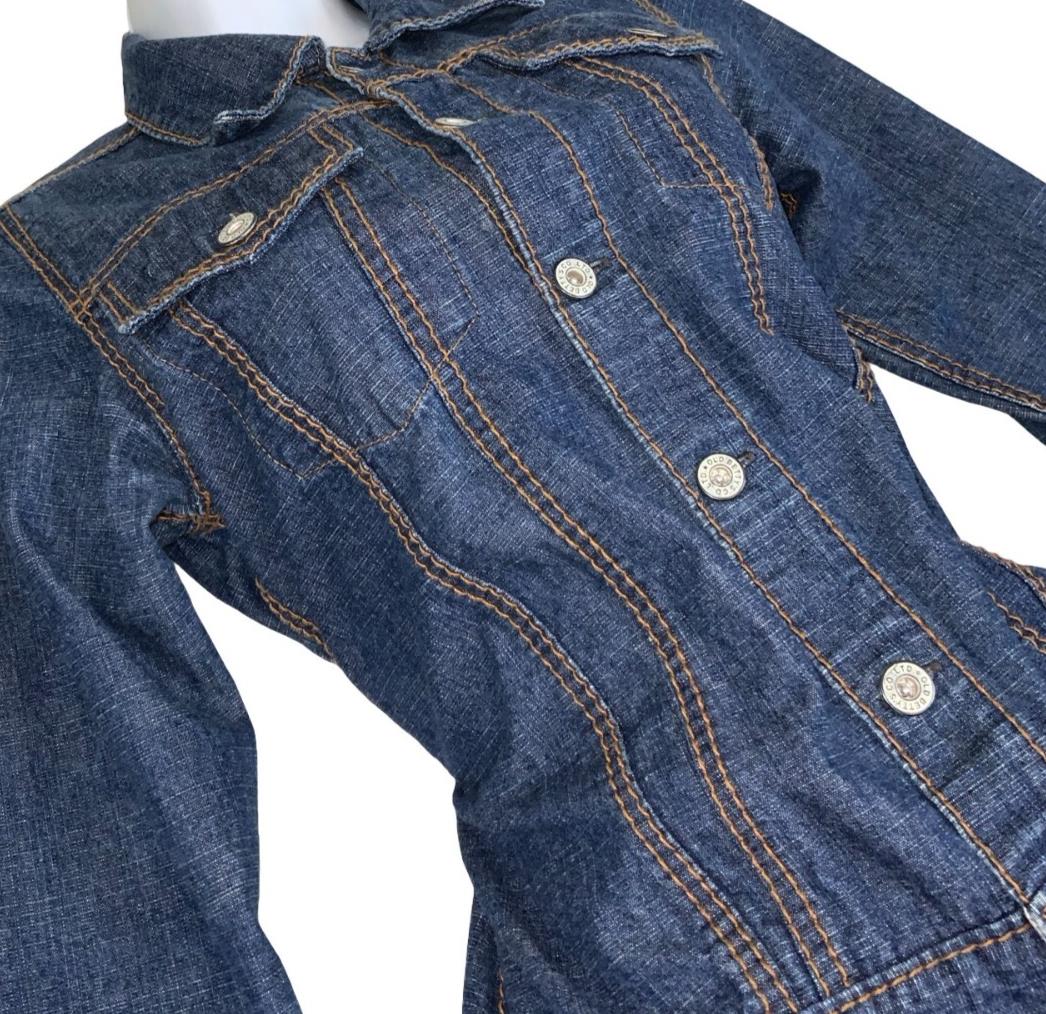 VTG 90s Y2K 'OLD BETTY'S' DARK BLUE BUTTON-UP DENIM LONG SLEEVED DRESS S 8