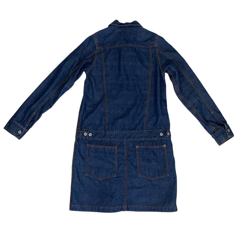 VTG 90s Y2K 'OLD BETTY'S' DARK BLUE BUTTON-UP DENIM LONG SLEEVED DRESS S 8