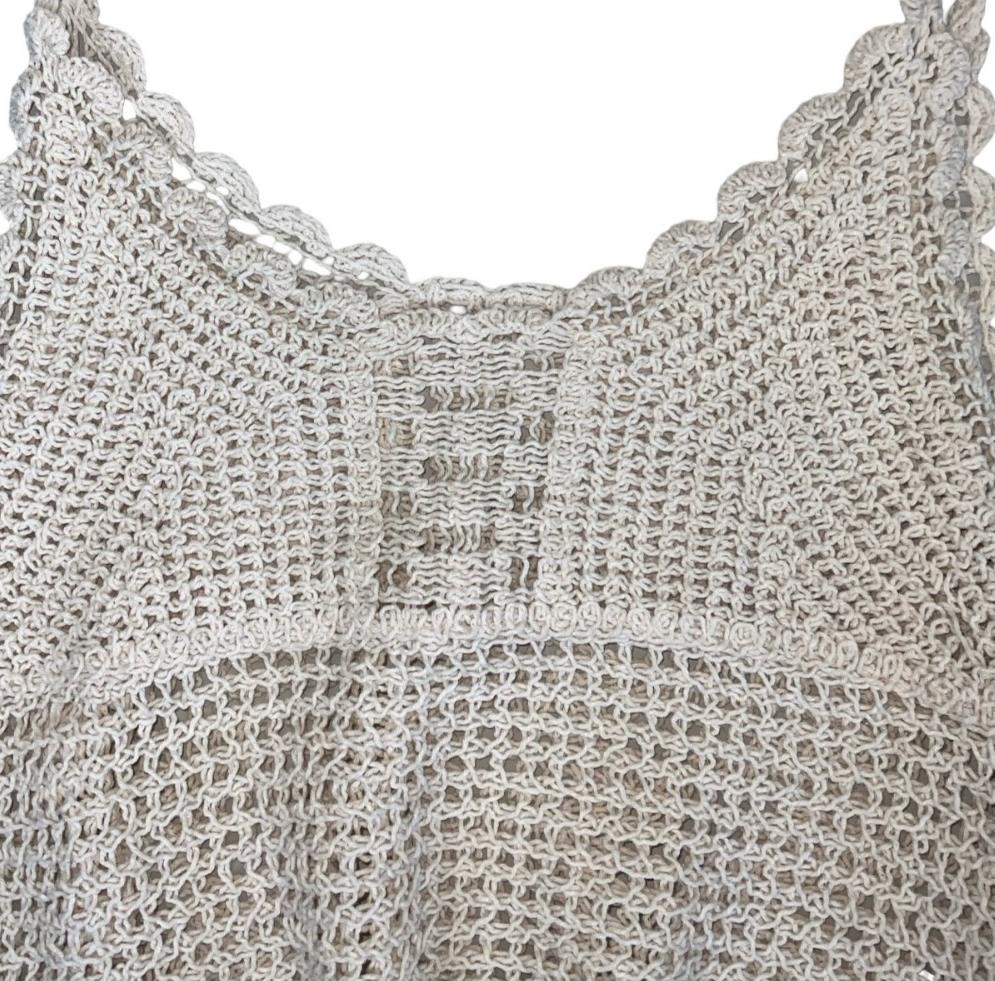 VTG 90s y2k 'EGOIST' OFF-WHITE CROCHET CROP BOHO FESTIVAL TANK VEST TOP S 8