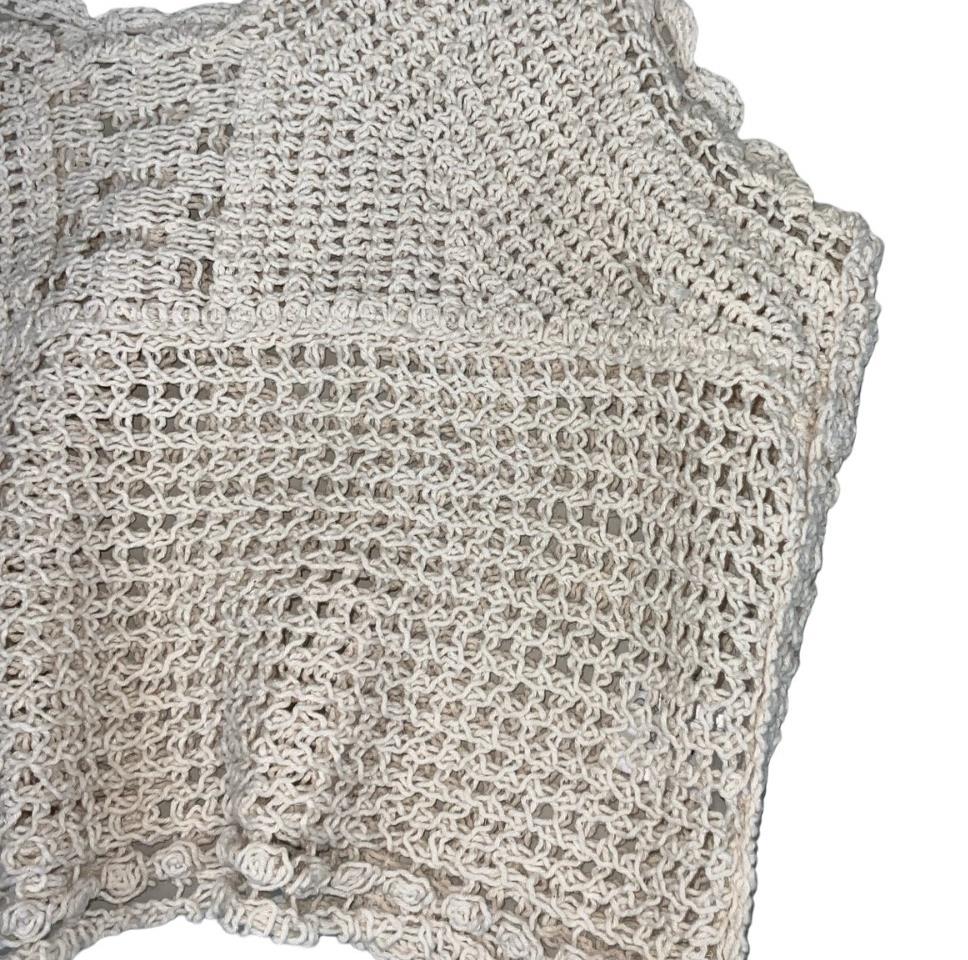 VTG 90s y2k 'EGOIST' OFF-WHITE CROCHET CROP BOHO FESTIVAL TANK VEST TOP S 8