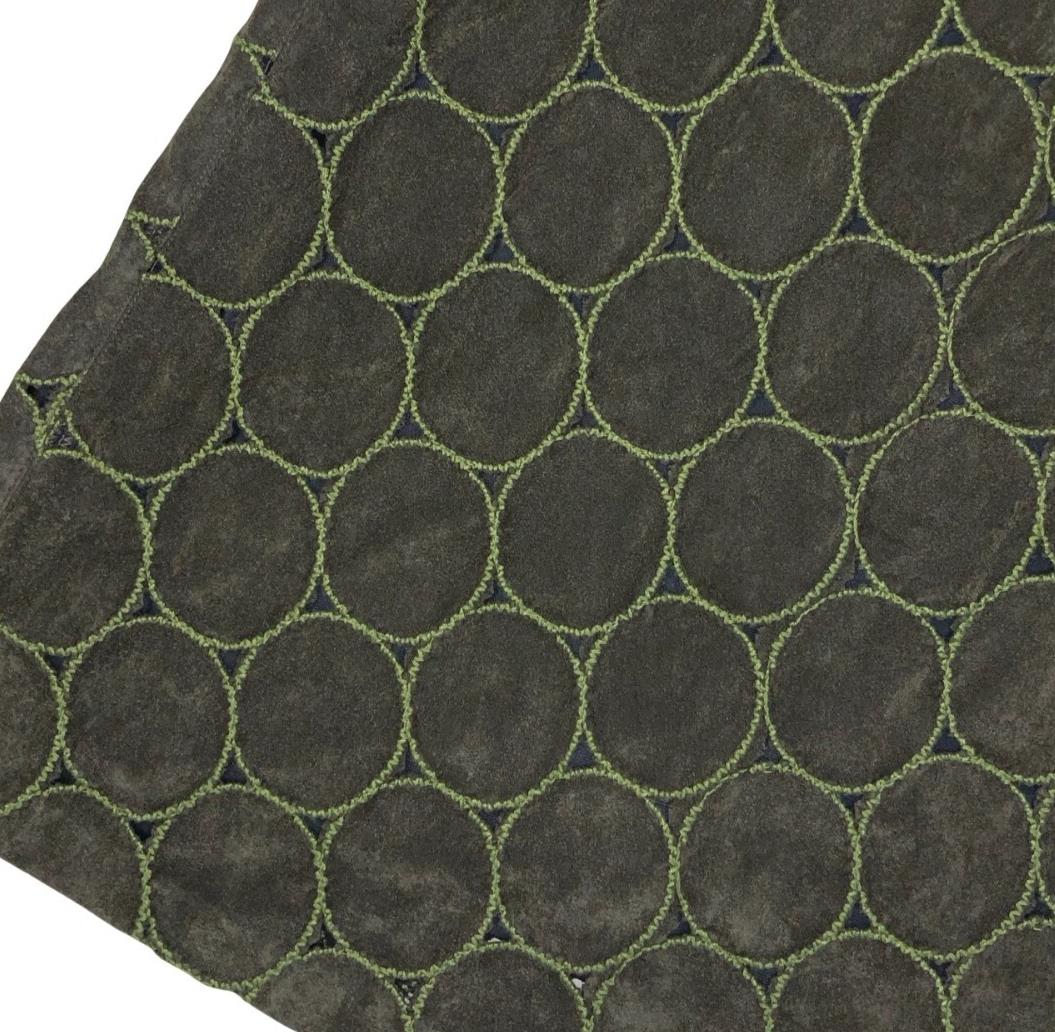 VTG 90s Y2K 'JOACHIM BOSSE' EMBROIDERED CIRCLE GREEN VELVET LONG SKIRT XS 6