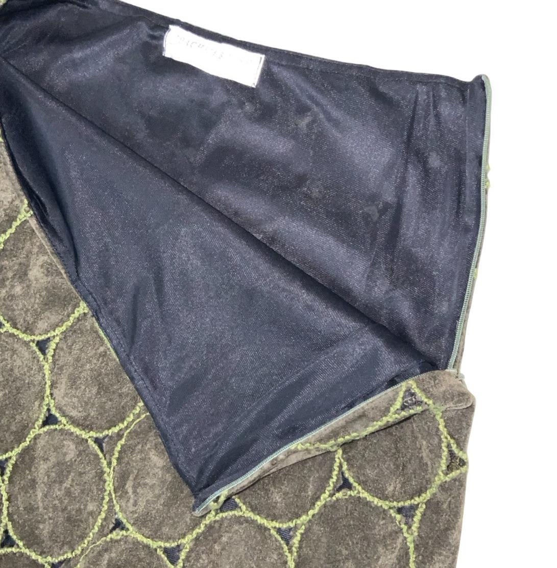 VTG 90s Y2K 'JOACHIM BOSSE' EMBROIDERED CIRCLE GREEN VELVET LONG SKIRT XS 6