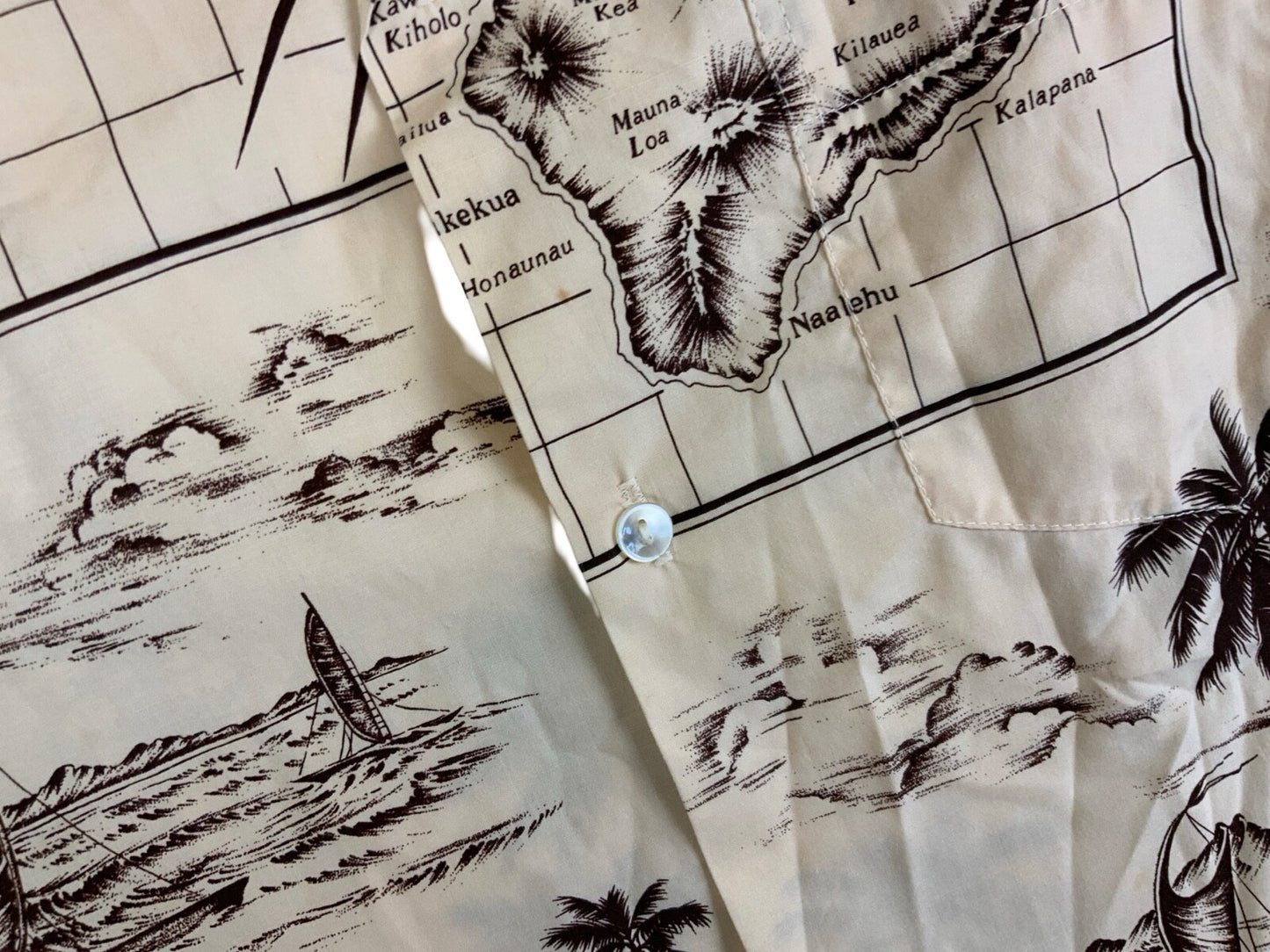 VTG RAI NANI HAWAIIAN MADE ALOHA SHIRT COTTON TIKI ROCKABILLY M 40”