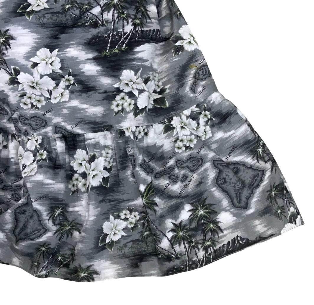 VTG 70s 80s 'KY'S' HAWAIIAN BLACK WHITE GREY SUMMER SHORT SLEEVE TENT DRESS M 14