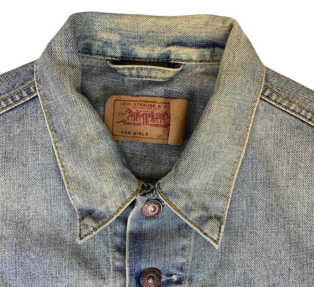VTG 90s 00s y2k LEVI'S 'FOR GIRLS' STONE WASHED DISTRESSED DENIM JACKET SMALL 10