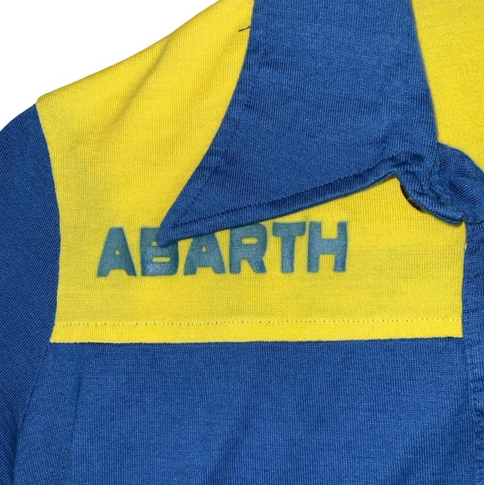 VTG 80s TORINO ABARTH RACING SPORTS BLUE YELLOW SHORT SLEEVED POLO SHIRT SMALL