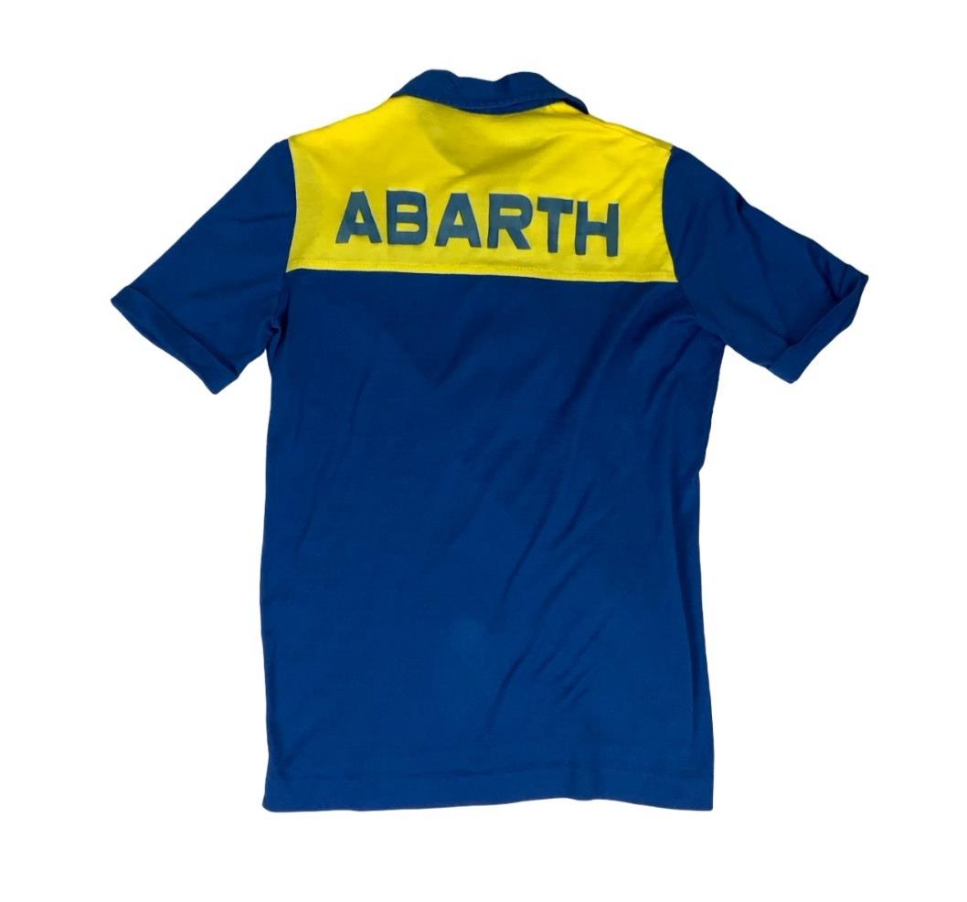 VTG 80s TORINO ABARTH RACING SPORTS BLUE YELLOW SHORT SLEEVED POLO SHIRT SMALL